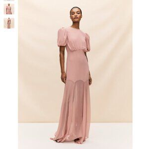 De La Vali AGUA MAXI DRESS IN BLUSH CRINKLE CHIFFON